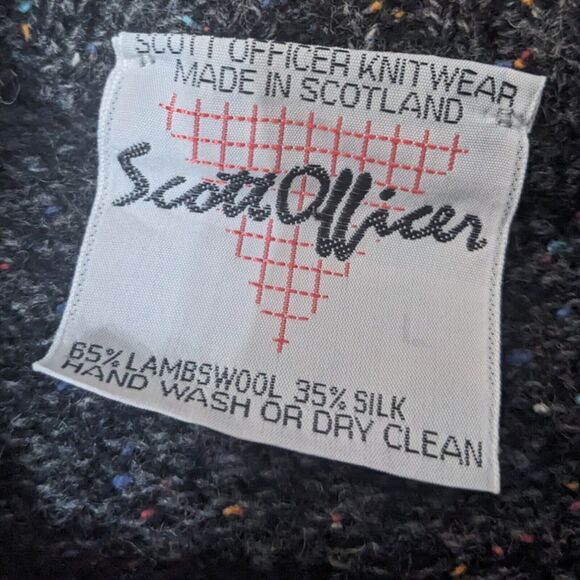 Vintage Scott Officer Lambswool silk Blend knit striped sweater men's retro - Picture 4 of 5